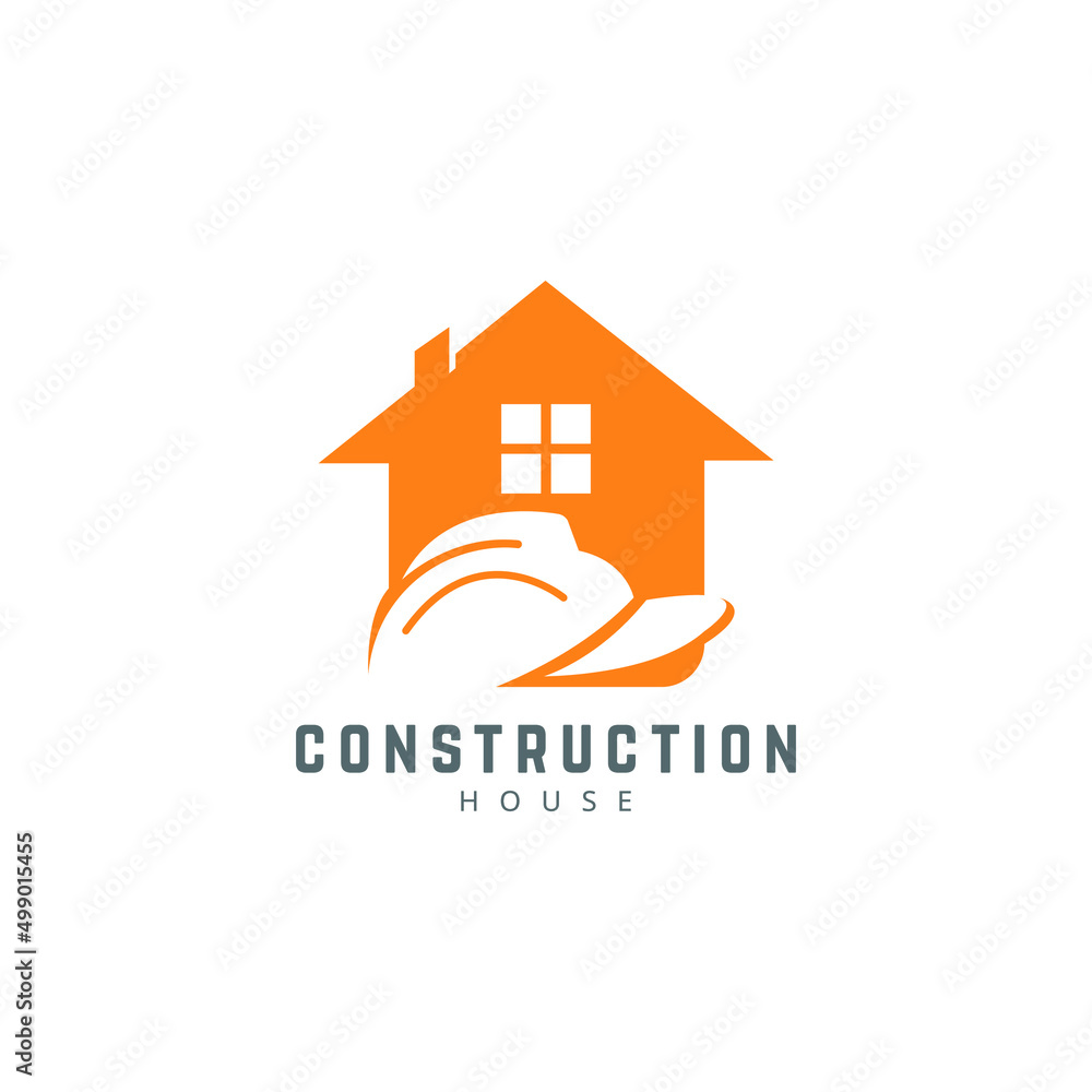 house construction logo design concept house and construction helmet