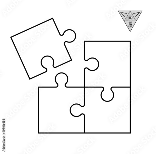 Set of black and white puzzle pieces isolated on a white background. Vector illustration
