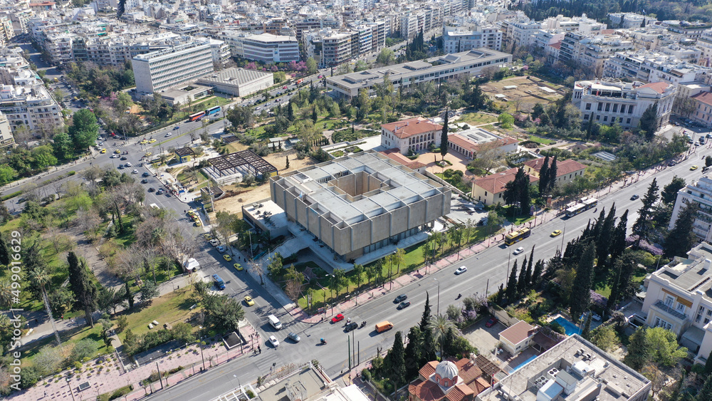 Fototapeta premium Aerial drone photo of war museum building in the heart of Athens, Attica, Greece