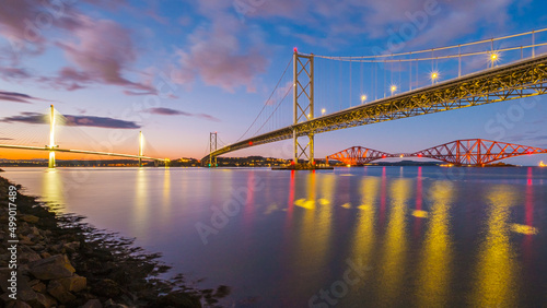 Queensferry Crossing, Forth Road Bridge and Forth Rail Bridge, Edinburgh Scotland