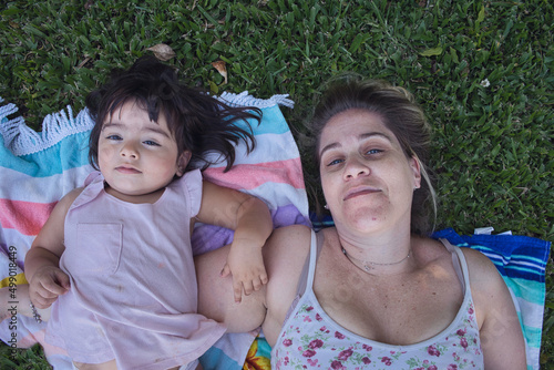 Women lying in the park resting photo