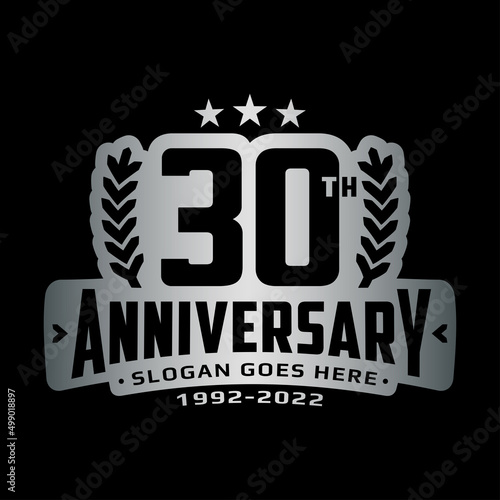 30 years anniversary logo design template. 30th anniversary celebration logotype. Vector and illustration. photo