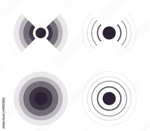 Radar signal and sonar sound wave flat vector illustration.
