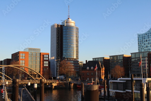 City skyline at the Port of Hamburg 