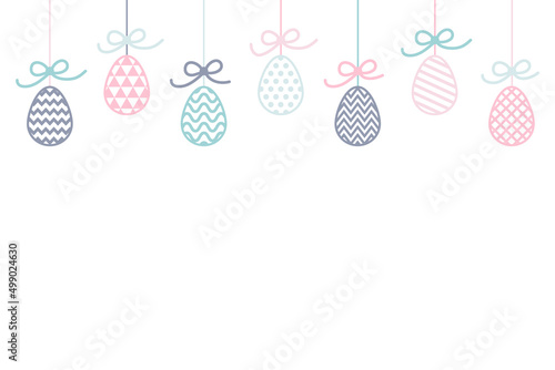 Design of a background with hanging Easter eggs. Vector