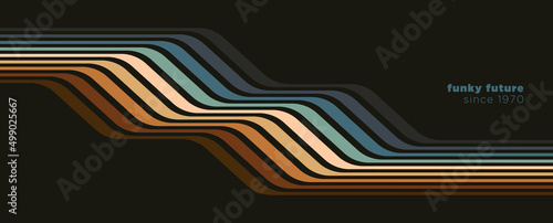Futuristic 1970's background design in abstract retro style with colorful lines. Vector illustration. photo