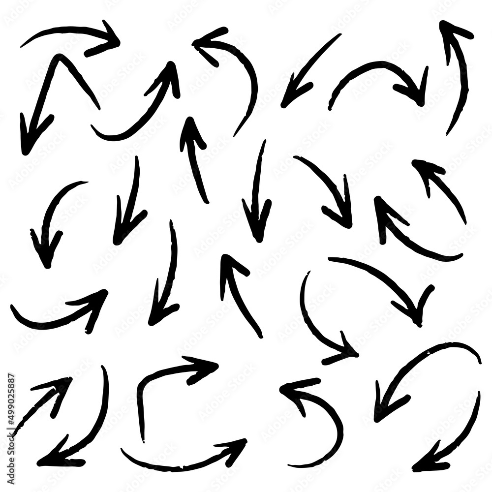 hand drawn arrow icon set isolated on white background. Doodle vector illustration. hand drawn arrow icon set isolated on white background. Doodle vector illustration.