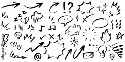 set of hand drawn cartoon expression sign doodle isolated on white background. vector illustration. © Kebon doodle