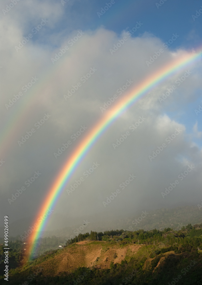 Image of an intense rainbow shown in Boquete, Panama. Image of an intense rainbow shown in Boquete, Panama.