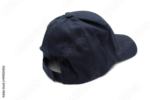 A navy blue baseball cap, isolated on white background.