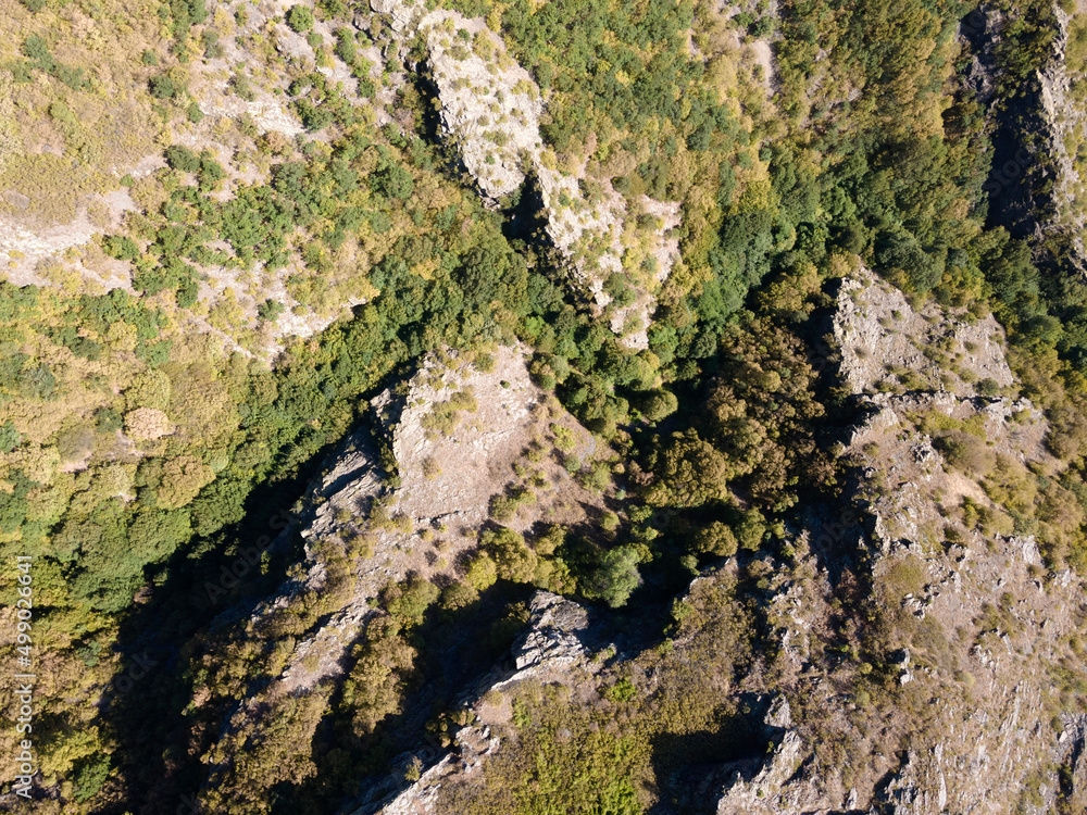 Aerial view of ruins of Anevsko kale Fortress, Bulgaria
