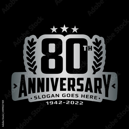 80 years anniversary logo design template. 80th anniversary celebration logotype. Vector and illustration.