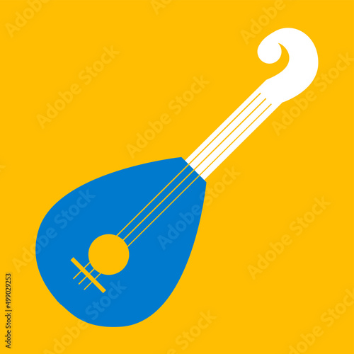 Ukrainian symbol folk bandura, blue yellow color theme. Icon vector. The concept of peace in Ukraine. Illustration for design and web. Ukraine simple art. No war. Stand with Ukraine.