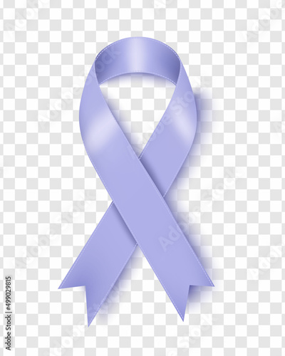 Vector illustration of esophageal cancer awareness tapes isolated on a transparent background. Realistic vector Periwinkle silk ribbon with loop