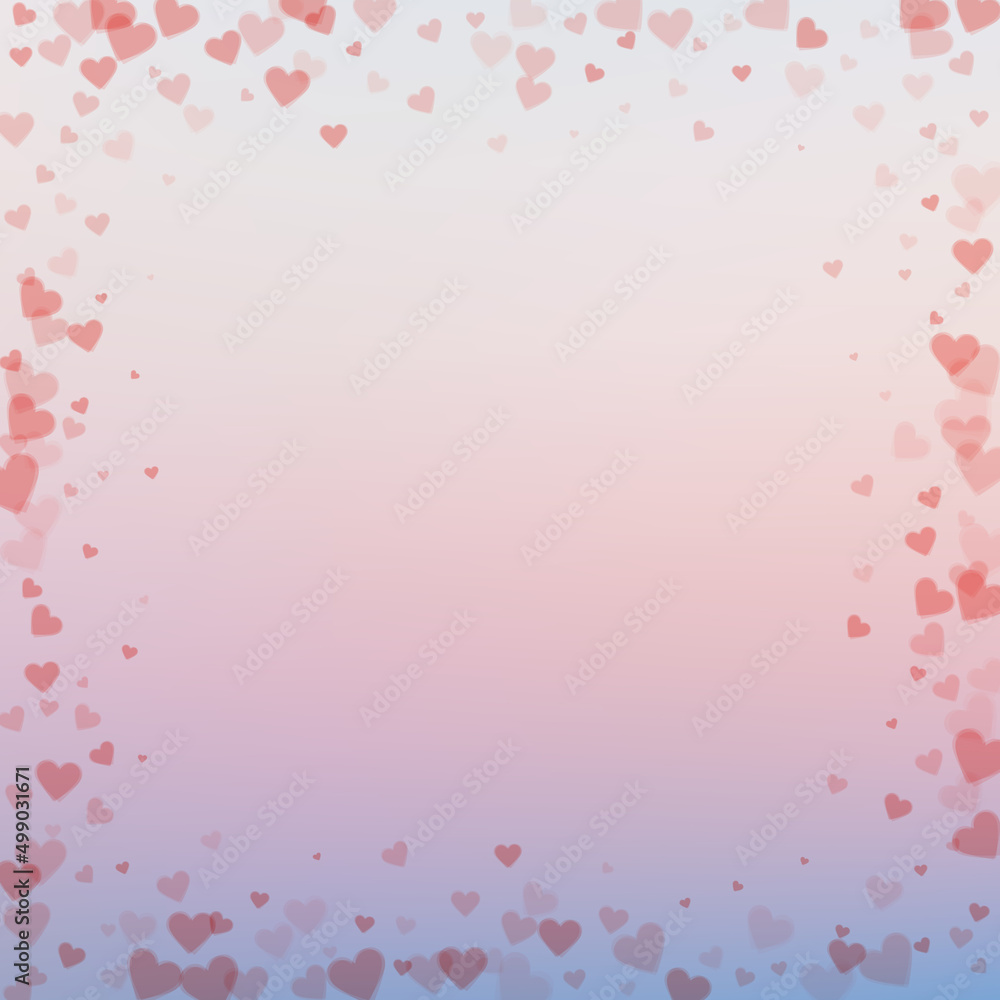 Red heart love confettis. Valentine's day frame si