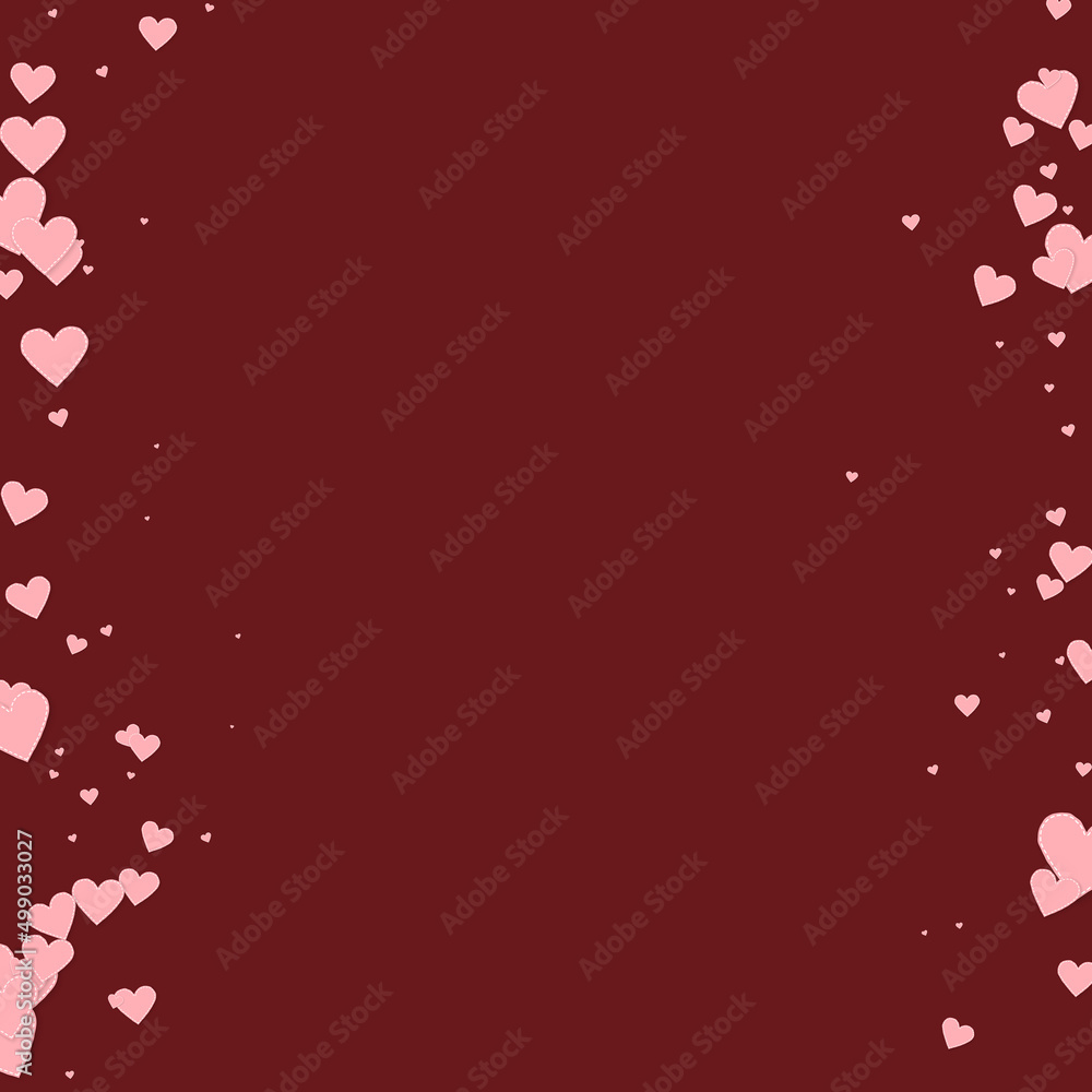 Pink heart love confettis. Valentine's day borders Pink heart love confettis. Valentine's day borders