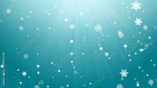 Snow Flake Background Loop. Christmas Background with snowflake particle falling loop for Christmas projects