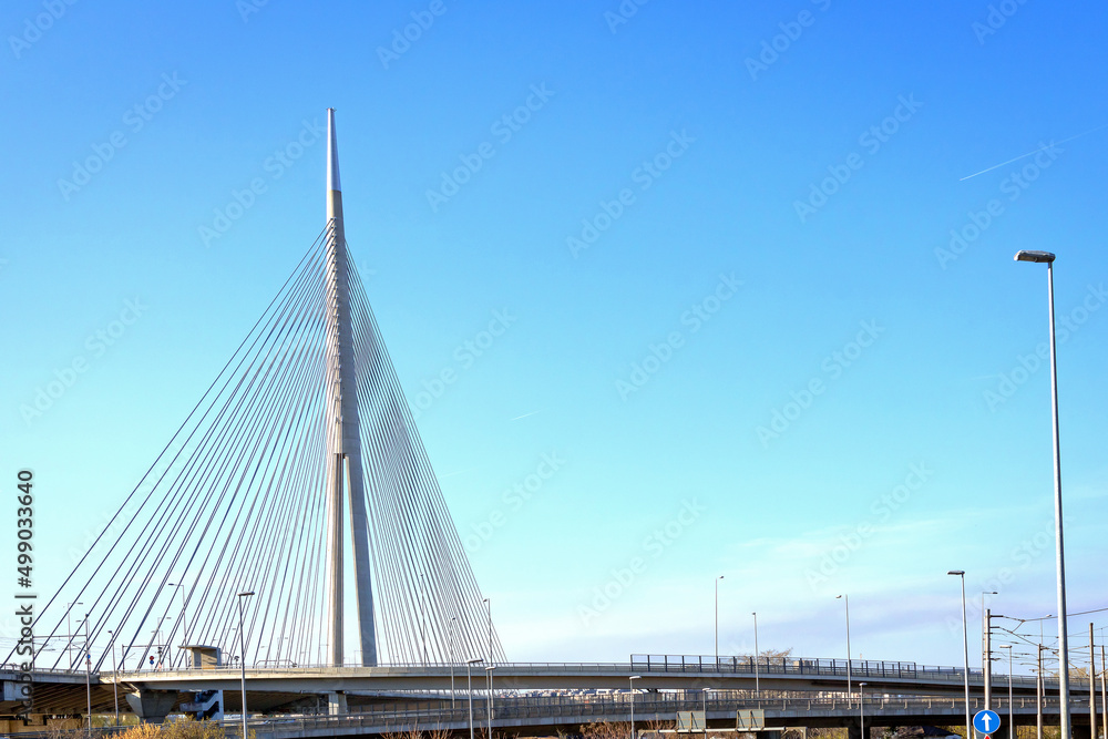 Ada suspension bridge over Sava river