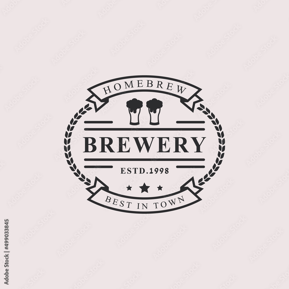Vintage Retro Badge Craft Beer Brewery Labels and Design Logo Element