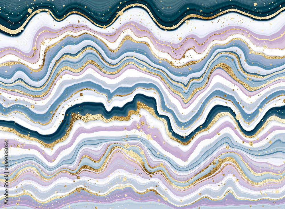 Agate stone wallpaper print design with natural geode texture and gold