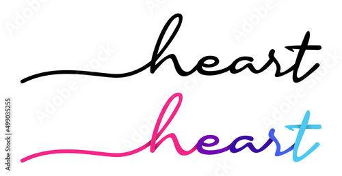 Heart Handwriting Black & Colorful Lettering Calligraphy Banner. Greeting Card Vector Illustration.