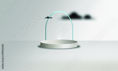 3d podium background grey color trendy for product photo, shadow overlay mock up design vector eps 10 copy space area