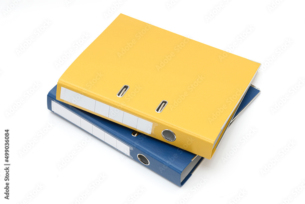 Blue and red office folder on white background. Blue and red office folder on white background.
