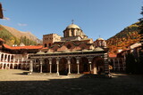 Picturesque view on the courtyard of Rila Monastery with it's Main Church