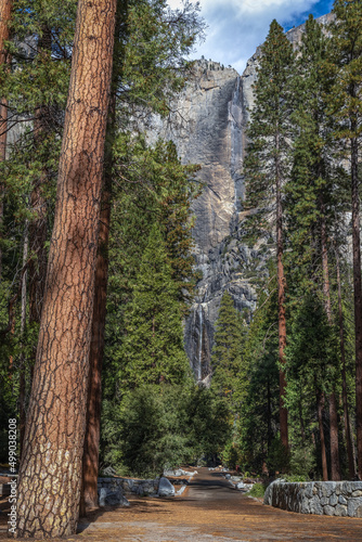 Footpath view of Lower Yosemite Falls