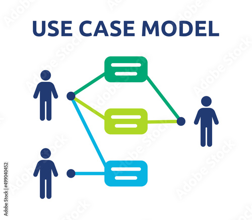 UML diagram. Use case model vector illustration.