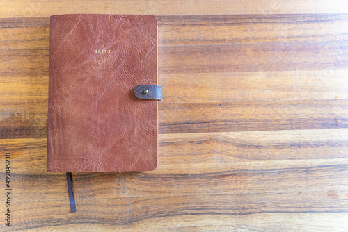 Leather covered notebook journal for taking notes and drawing