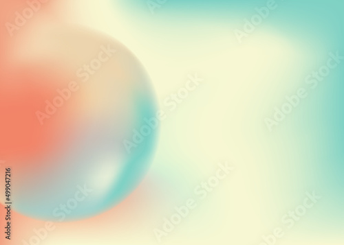 Holographic gradient sphere in pastel colors. Vibrant gradient bright glowing round on blue background. Vector Illustration