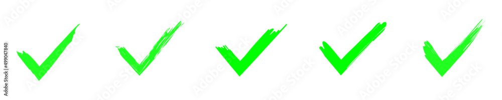 set of paintbrush green check mark icons. Tick symbol in green color vector set of paintbrush green check mark icons. Tick symbol in green color vector