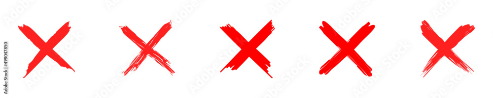set of paintbrush letter X. Red cross sign vector set of paintbrush letter X. Red cross sign vector
