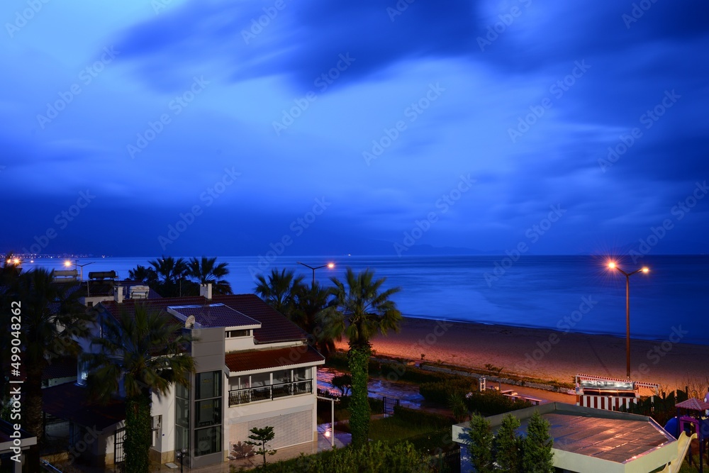 Beautiful Blue Night View With Beach