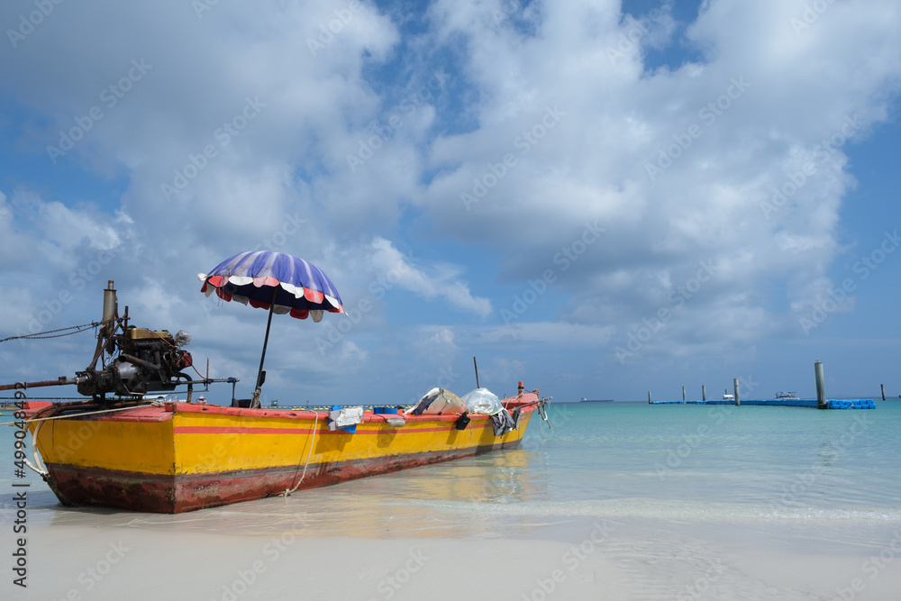 Long tail boat on the sea