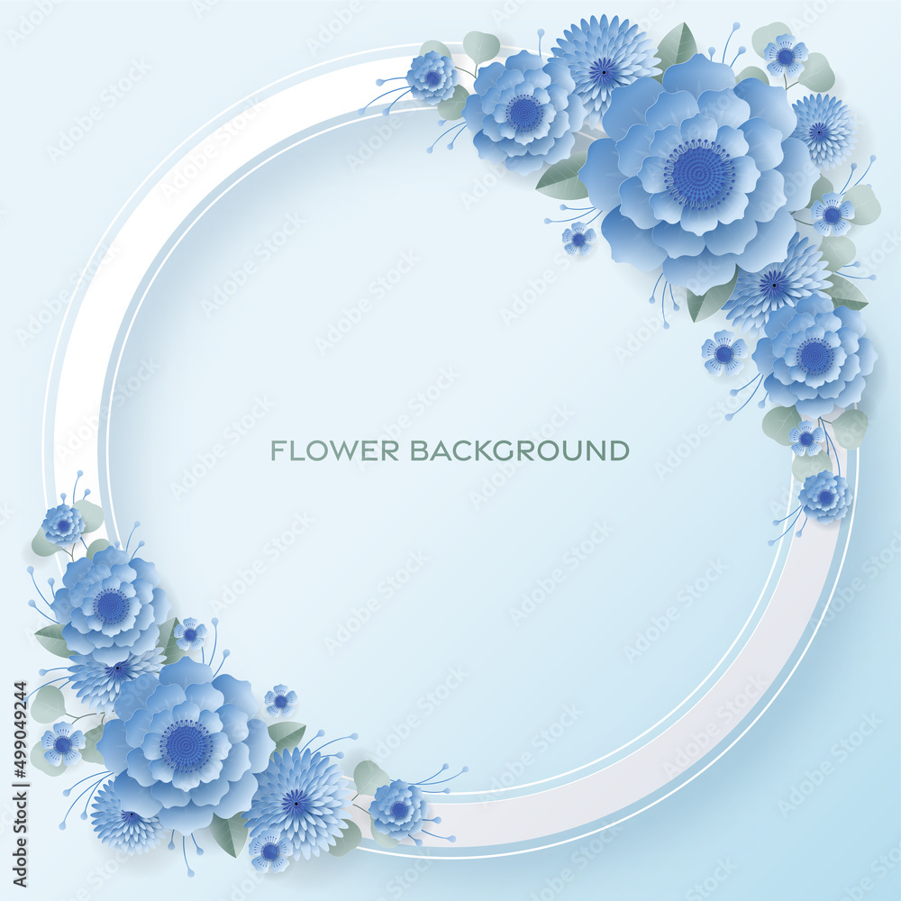 Wedding invitation card template with flowers paper cut Wedding invitation card template with flowers paper cut