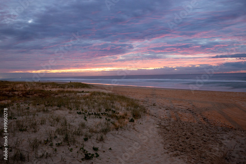 Red Sky Sunrise Surf Beach Sand Dunes Gold Coast Australia