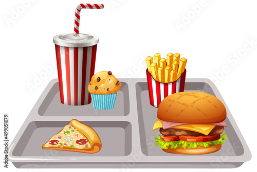 Fast food meal set on white background