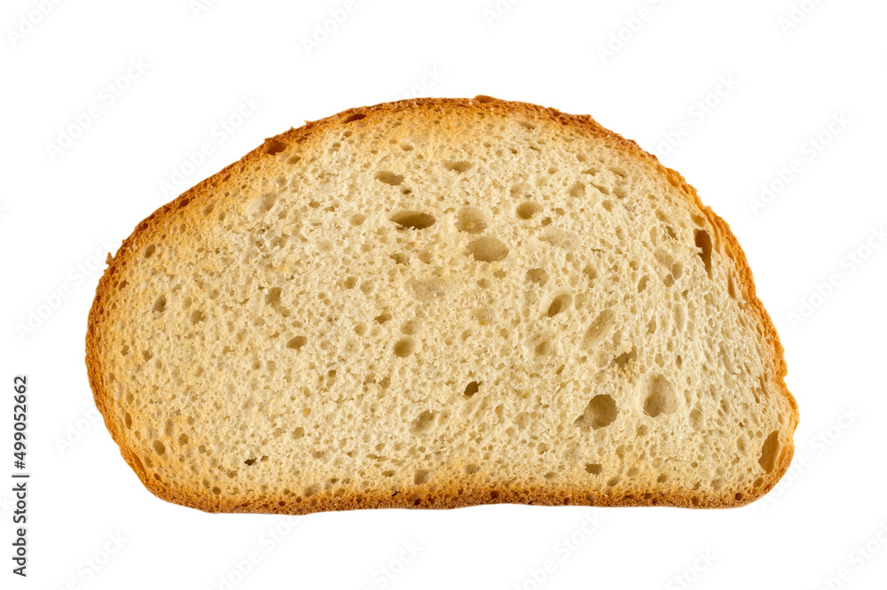 A slice of toasted bread on a white background. A slice of toasted bread on a white background.