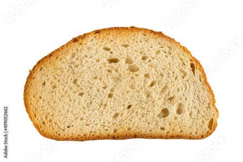 A slice of toasted bread on a white background.