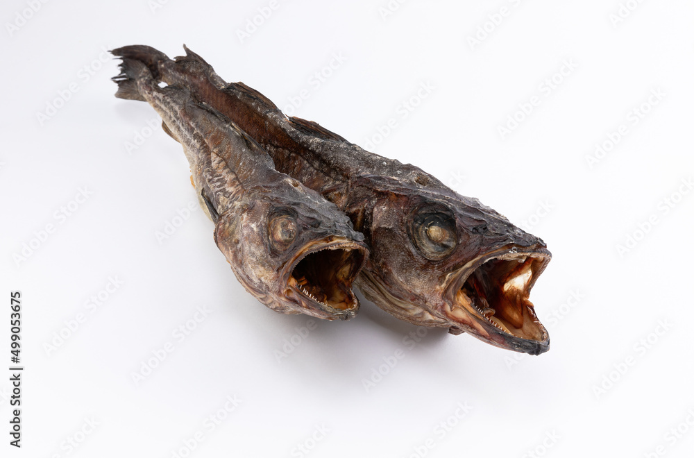 2 dried pollack on white background 2 dried pollack on white background