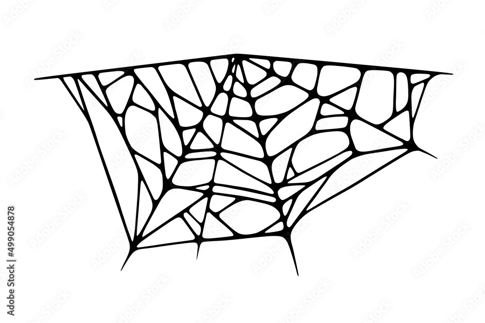 Spider web isolated on white background. Spooky Halloween cobweb. Handrawn vector illustration Spider web isolated on white background. Spooky Halloween cobweb. Handrawn vector illustration