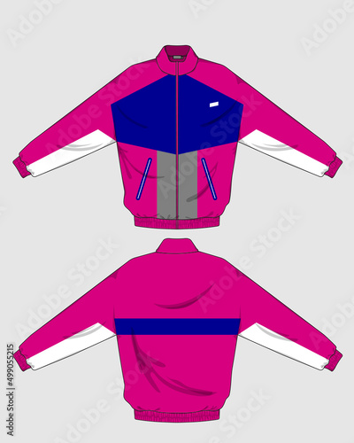 retro vintage windbreaker hoodie jacket template