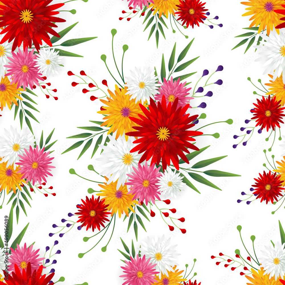 Obraz premium seamless floral pattern with colorful flowers