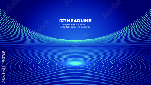 Lines form the vector background of the scene in the science and technology spatial exhibition hall