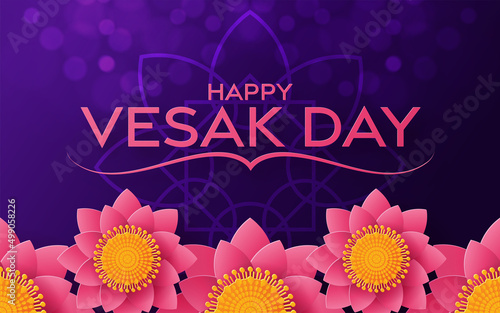 Happy Vesak Day Wishes Cards With Lotus Flowers.