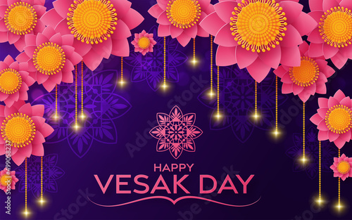 Happy Vesak Day Wishes Cards With Lotus Flowers.