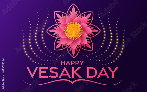Happy Vesak Day Wishes Cards With Lotus Flowers.
