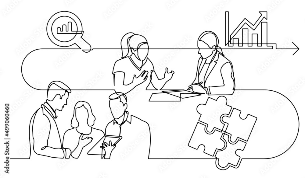 business concept one line drawing illustration of work process business concept one line drawing illustration of work process